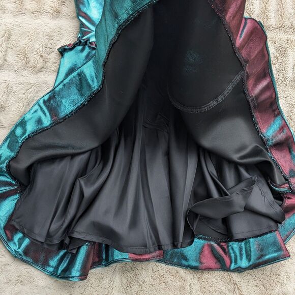 NWT PARAKIAN Formal Metallic Changeable Teal/Burgundy Fit & Flare Dress, Size 4 - Picture 4 of 15